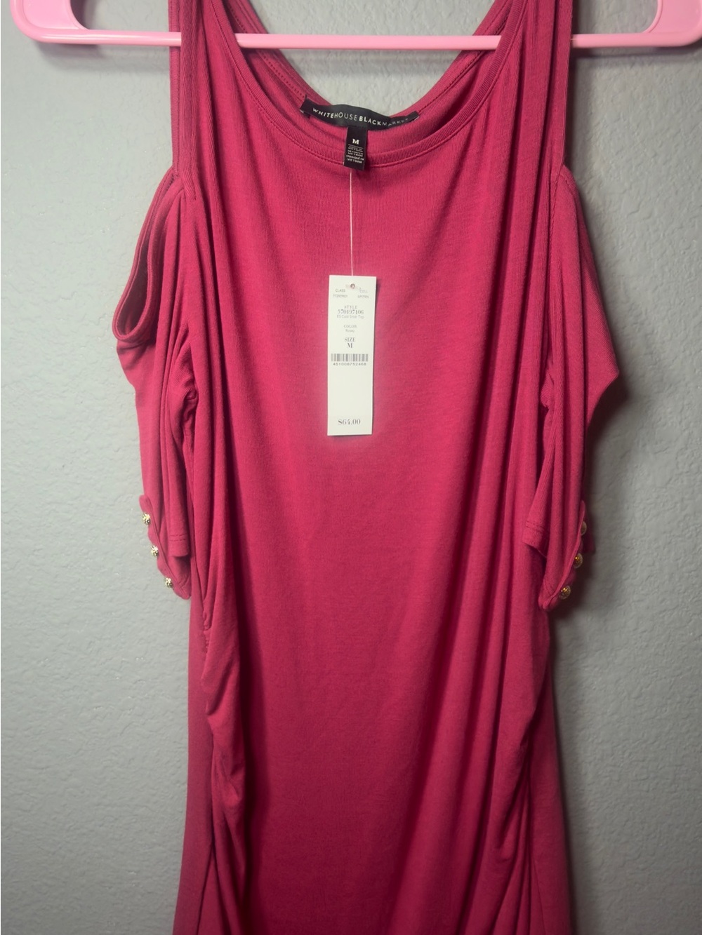 White House Black Market Raspberry Cold-Shoulder Short Sleeve Tee
